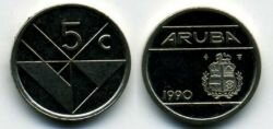 Монета Аруба 5 центов 1990 г.