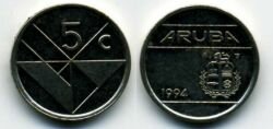 Монета Аруба 5 центов 1994 г.