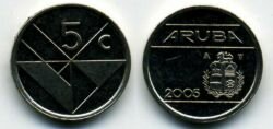 Монета Аруба 5 центов 2005 г.