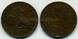 Монета Бельгия 2 сантима 1912 г.DES BELGES
