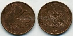 Монета Тринидад и Тобаго 5 центов 1977 г. 