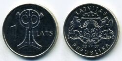 Монета Латвия 1 лат 2007 г. Кукла