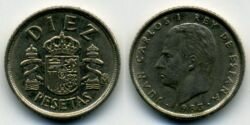 Монета Испания 10 песет 1983 г.