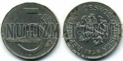 Монета Чехословакия 5 крон 1938 г.