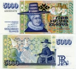 Банкнота ( бона ) Исландия 5000 крон 2001 г.