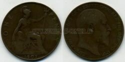 Монета Великобритания 1 пенни 1907 г. Эдуард VII