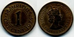 Монета Маврикий 1 цент 1975 г.