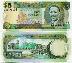 Банкнота ( бона ) Барбадос 5 долларов 2000 г.