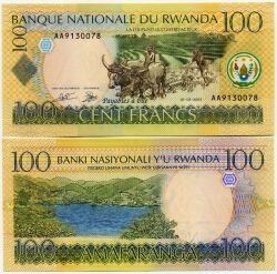 Банкнота ( бона ) Руанда 100 франков 2003 г.