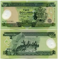 Банкнота ( бона ) Соломоновы острова 2 доллара ND.