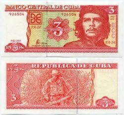 Банкнота ( бона ) Куба 3 песо 2004 г.