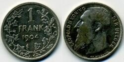 Монета Бельгия 1 франк 1904 г.