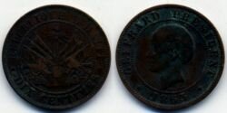 Монета Гаити 10 сентимес 1863 г.