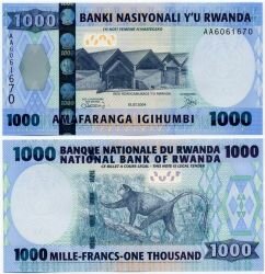 Банкнота ( бона ) Руанда 1000 франков 2004 г.