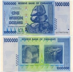 Банкнота ( бона ) Зимбабве 1 000 000 долларов 2008 г.