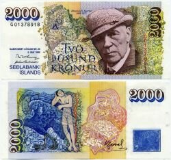 Банкнота ( бона ) Исландия 2000 крон 1986 г.