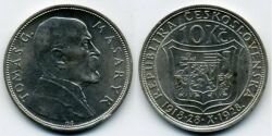 Монета Чехословакия 10 крон 1928 г."10-ая Годовщина Независимости". Масарик