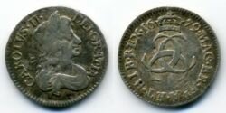 Монета Англия 3 пенса 1679 г.