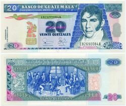 Банкнота ( бона ) Гватемала 20 кетцалей 2003 г.