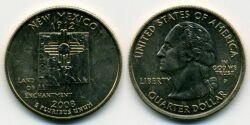 Монета США 25 центов 2008 г. "Нью-Мексико ". P