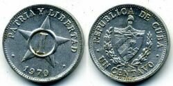Монета Куба 1 сентаво 1970 г.