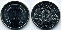 Монета Латвия 1 лат 2010 г." Подкова вниз".