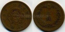 Монета Япония 2 сен 1880 г. 
