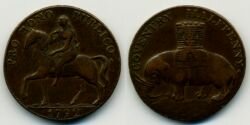 Монета Англия 1/2 пенса 1792 г. Токен COVENTRY.