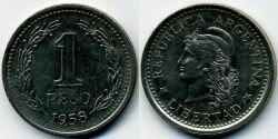 Монета Аргентина 1 песо 1958 г.