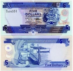 Банкнота ( бона ) Соломоновы острова 5 долларов ND.