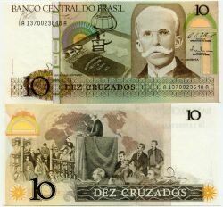 Банкнота ( бона ) Бразилия 10 крузадо 1987 г.