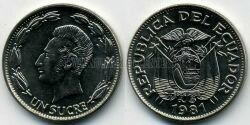 Монета Эквадор 1 сукре 1981 г. 