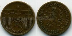 Монета Чехословакия 5 хеллеров 1938 г.