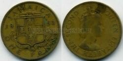Монета Ямайка 1 пенни 1953 г. 