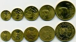 Перу набор 5 монет.
