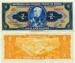 Банкнота ( бона ) Бразилия 2 крузейро 1954-58 г.