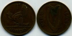Монета Ирландия 1 пенни 1941 г.