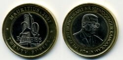 Монета Маврикий 20 рупий 2007 г.