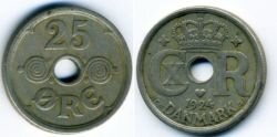 Монета Дания 25 эре 1924 г.
