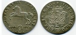 Монета Брауншвейг-Лунебург-Келле 2/3 талера 1696 г. JJJ