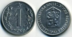 Монета Чехословакия 1 хеллер 1963 г.