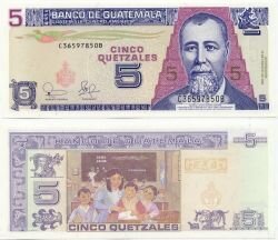 Банкнота ( бона ) Гватемала 5 кетцалей 2003 г.