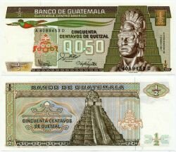 Банкнота ( бона ) Гватемала 1/2 кетцалей 1987 г.