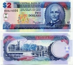 Банкнота ( бона ) Барбадос 2 доллара 2000 г.