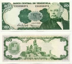 Банкнота ( бона ) Венесуэла 20 боливаров 1995 г.