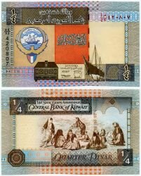 Банкнота ( бона ) Кувейт 1/4 динара 1978 г.
