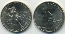 Монета США 5 центов 2005 г. Берег тихого океана