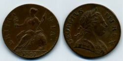Монета Англия 1/2 пенни 1771 г.