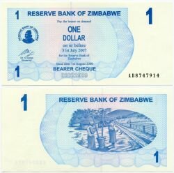 Банкнота ( бона ) Зимбабве 1 доллар 2007 г.