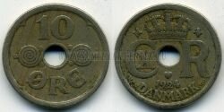 Монета Дания 10 эре 1924 г.